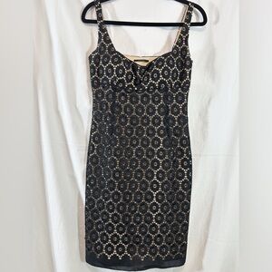 Elie Tahari Eyelet Cocktail Sheath Black Dress Size‎ 6